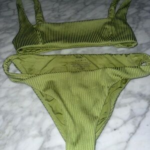 Olive Ribbed Bikini Set